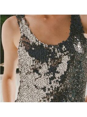 Zara Silver Sequin Tank Top